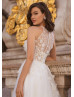 High Neck Ivory Lace Tulle Unique Wedding Dress